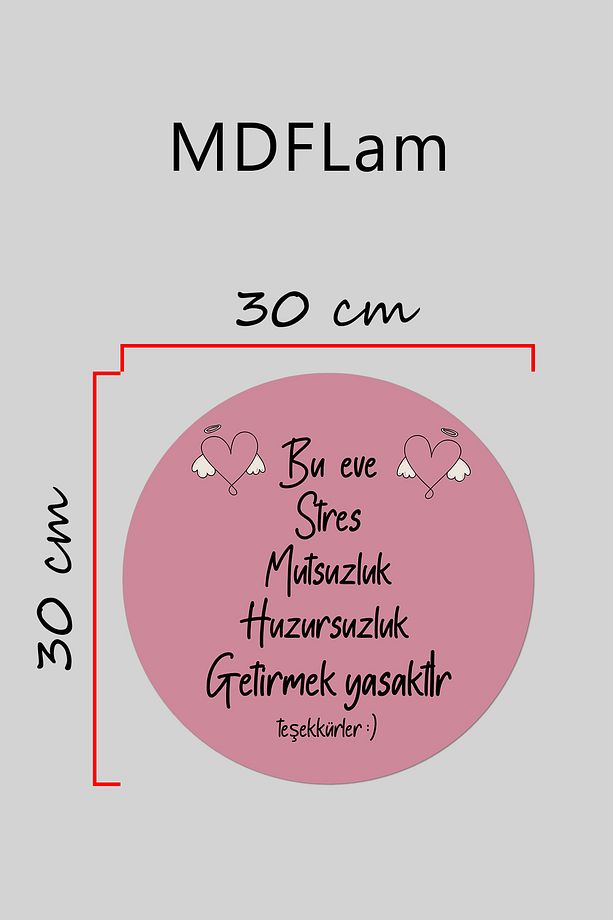 Modern Ahşap Kapı Süsü - Pembe Zemin Bu Ev Stres Yasak Duvar Süsü - Dış Mekan Kapi Susu - 3