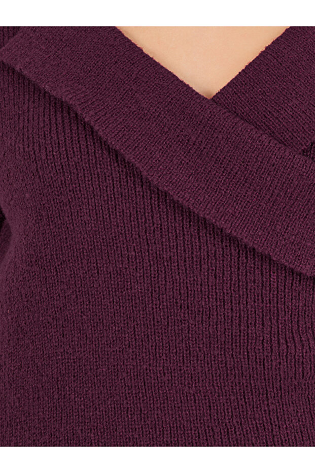 بلوزة محبوكة بغطاء أمامي ملفوف - 3