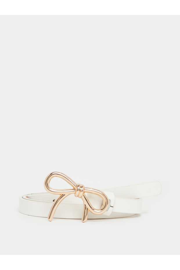 Metal Ribbon Accent Slim Belt