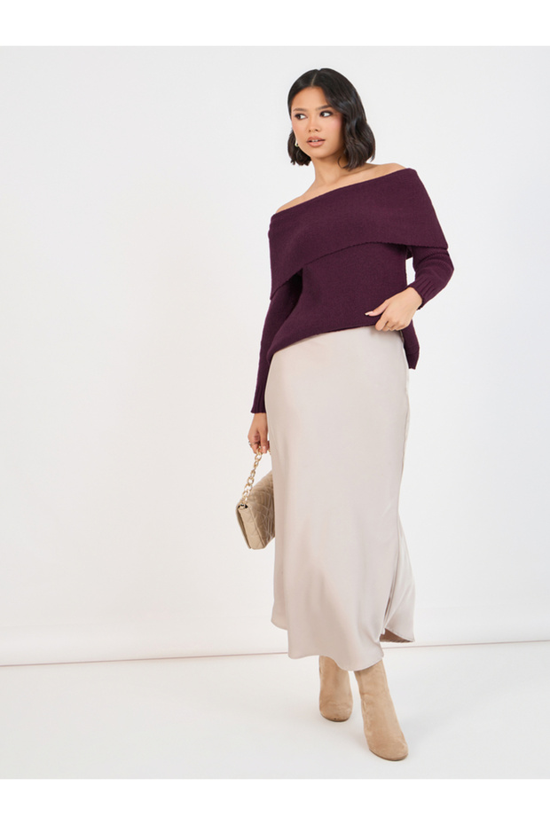 بلوزة محبوكة بدون أكتاف ورقبة - 2