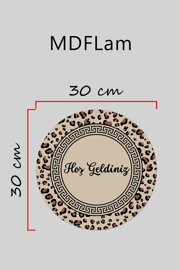Modern Ahşap Dijital Baskı Kapı Süsü - Leopar Desen Dış Mekan Kapi Süsü - 3