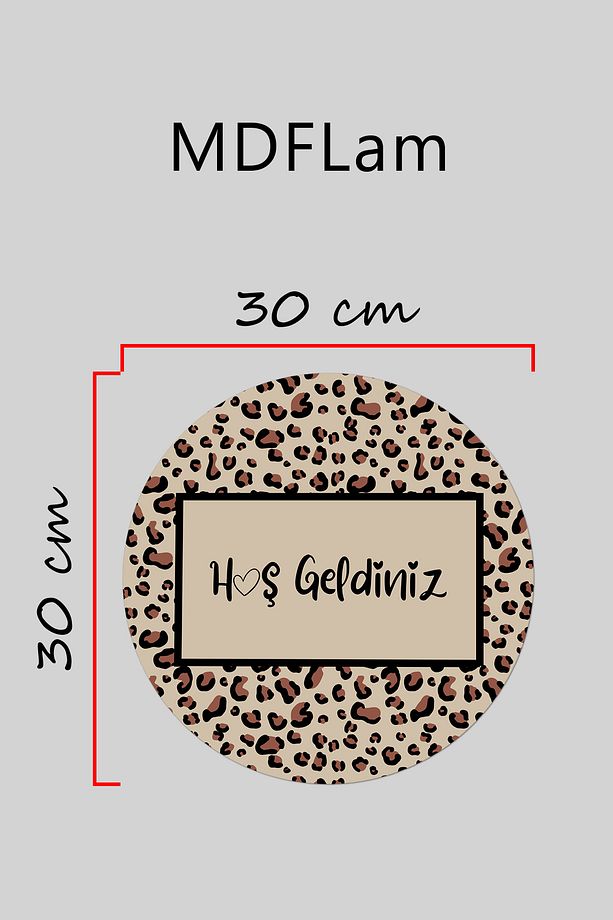 Modern Ahşap Dijital Baskı Kapı Süsü - Çerçeveli Leopar Desen Dış Mekan Kapi Süsü - 3