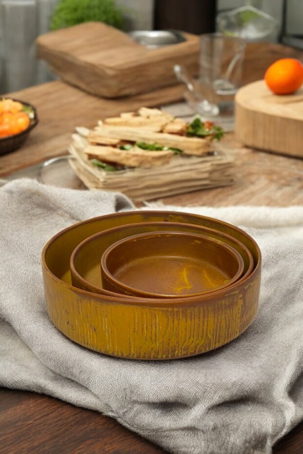 Wavy 3-Piece 21-17-13cm Porcelain Bowl