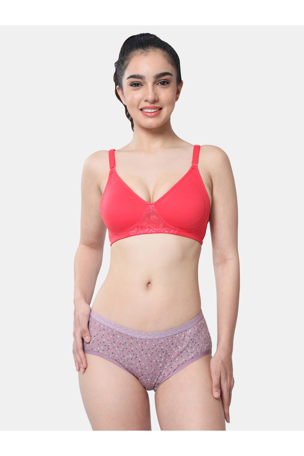 Padded Cotton Lace Insert Bra