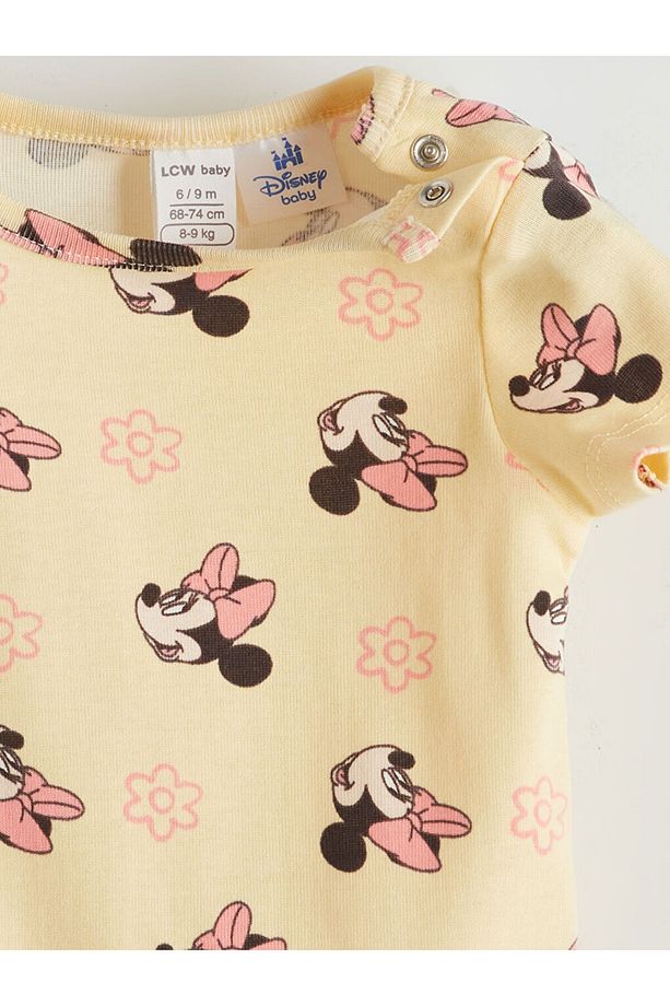 LCW baby Sarı Minnie Mouse Baskılı Kız Bebek Çıtçıtlı Body - 3
