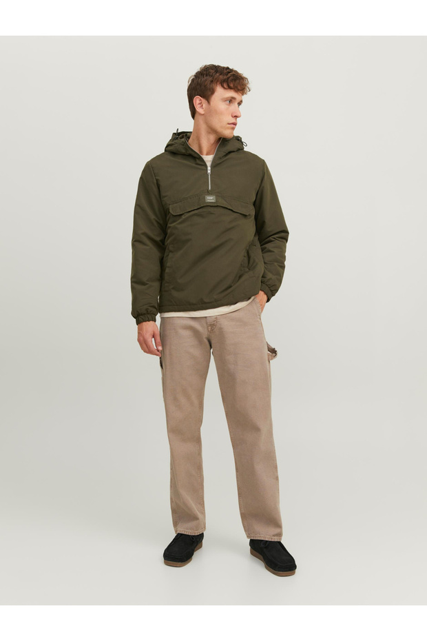 Logo Patch Half Zip Hooded Windbreaker Jacket - 6