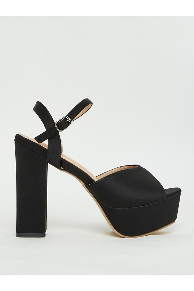 Solid Ankle Strap Block Heel Sandals - 2