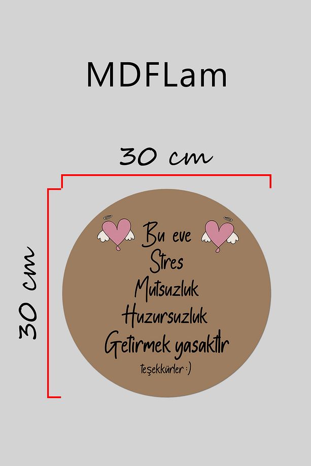 Modern Ahşap Kapı Süsü - Kahverengi Zemin Bu Ev Stres Yasak Duvar Süsü - Dış Mekan Kapi Susu - 3