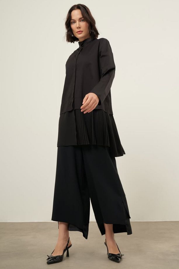 24FW74185 BEYS DESIGN COTON PLİSELİ GÖMLEK - 1