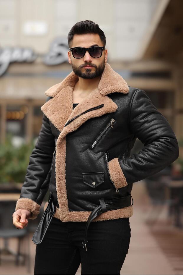 Laminated Leather Double Breasted Coat