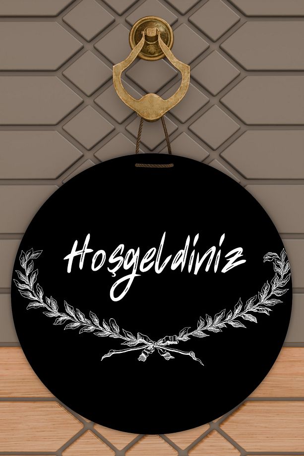 Modern Kapı Süsü - Siyah Alt Dal Üst Hoşgeldiniz - Dış Mekan Kapı Süsü - 1