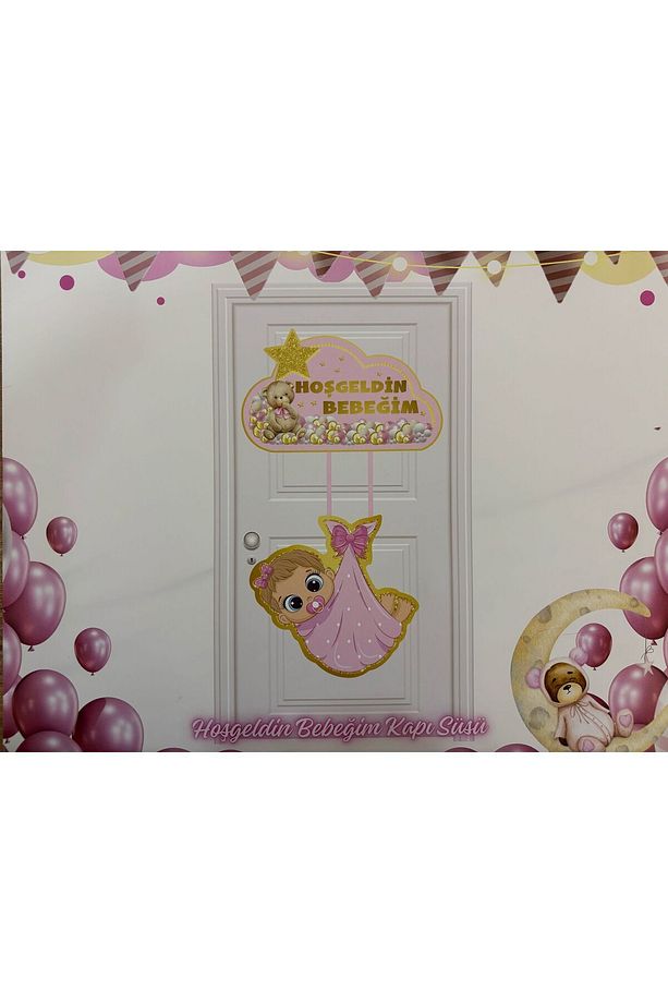 Hoşgeldin Bebeğim Kapı Süsü Yeni Doğan Bebek  Hastane Oda Kapı Süsü Kız Bebek Yeni Doğan Kapı Süsü - 3