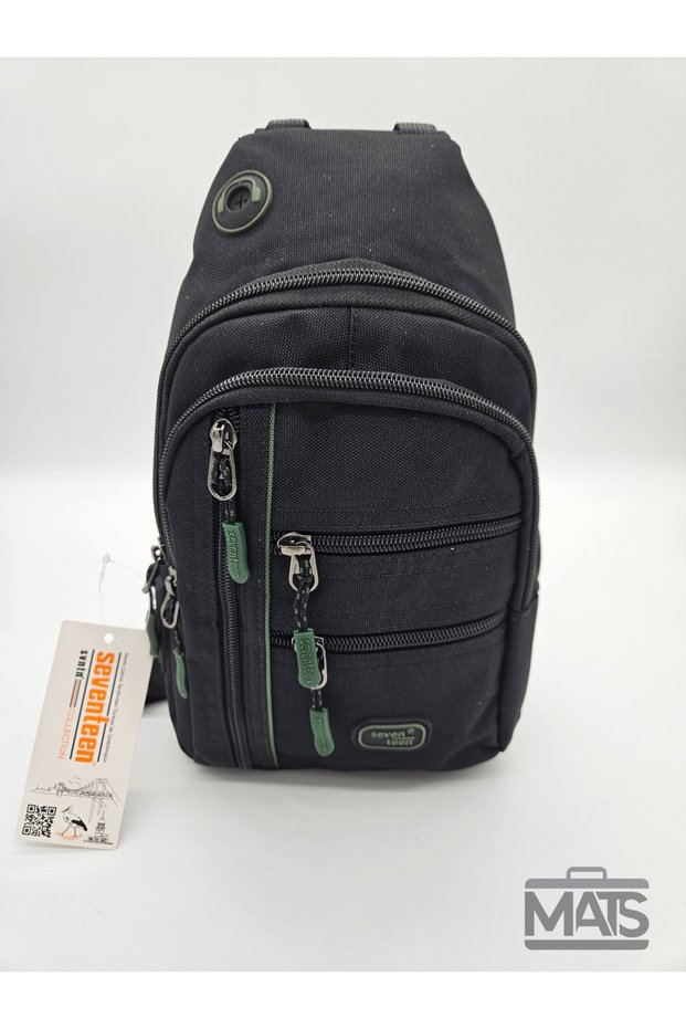 Seventen Unisex Green Black Cross Shoulder Bag 3413