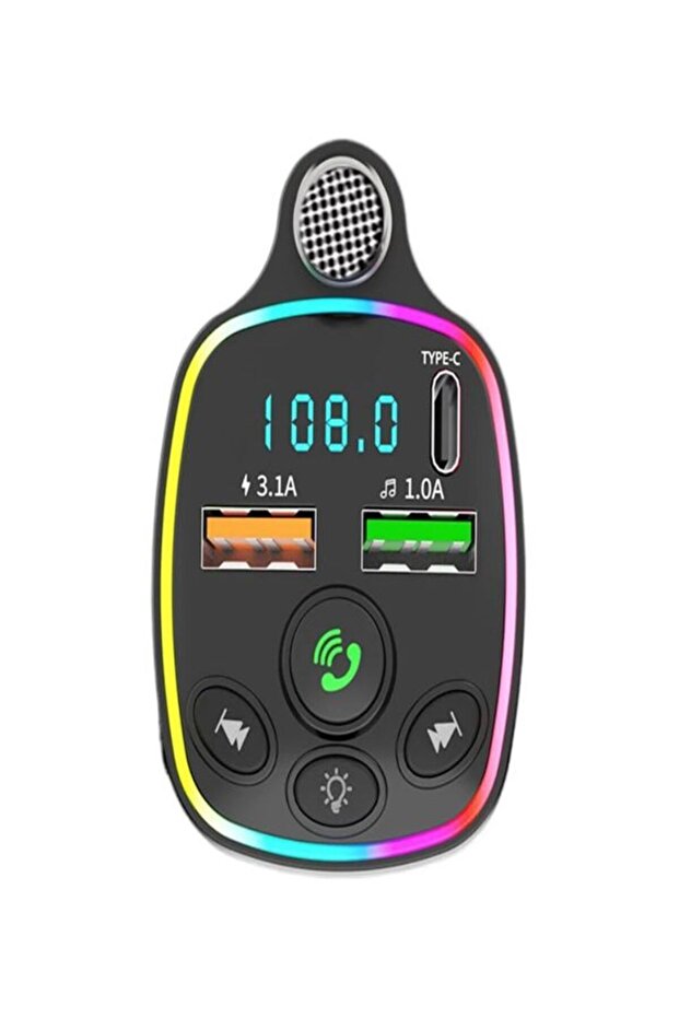 Bluetooth 5.0 FM Transmitter Çift USB 3.1A PD Hızlı Şarj Destekli Mikrofonlu Modülatör - 5