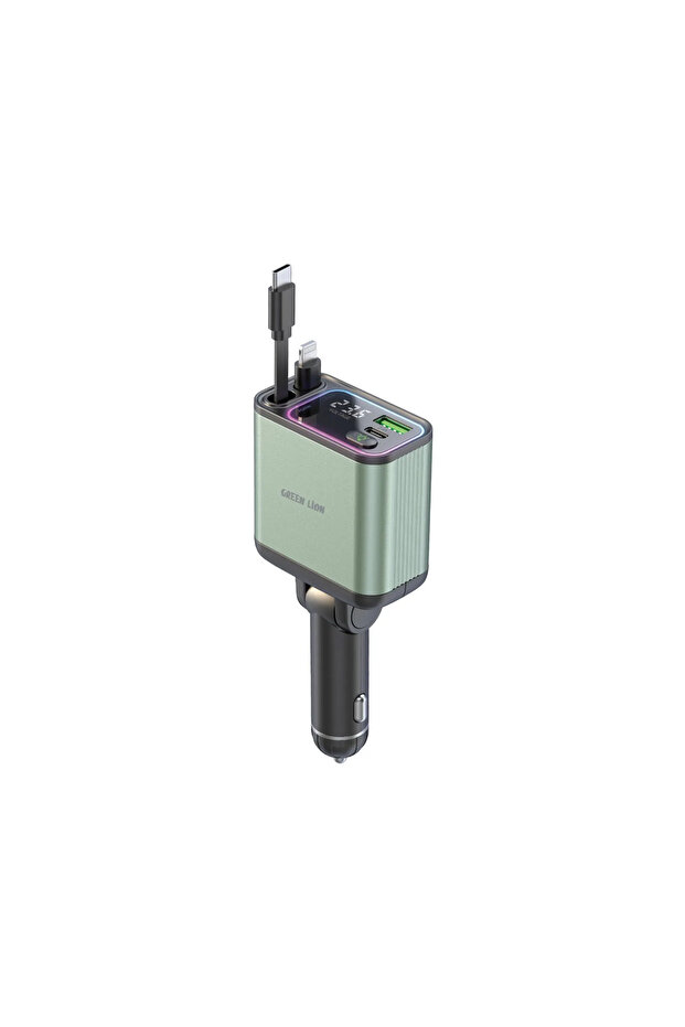 Retractable 90W Car Charger Pd-65W - Green