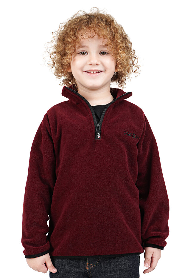 Boy's Fleece Stand Collar Half Zipper Plain Sweatshirt Cardigan Jacket