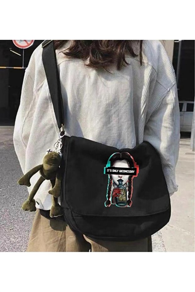 Its Only Wednesday Messenger Bag Onlyyy Unisex Black Messenger Bag