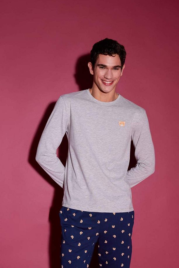 Pijama Takımı Baskılı Uzun Kollu Üst Esnek Belli Uzun Alt E5889ax25sp - 2