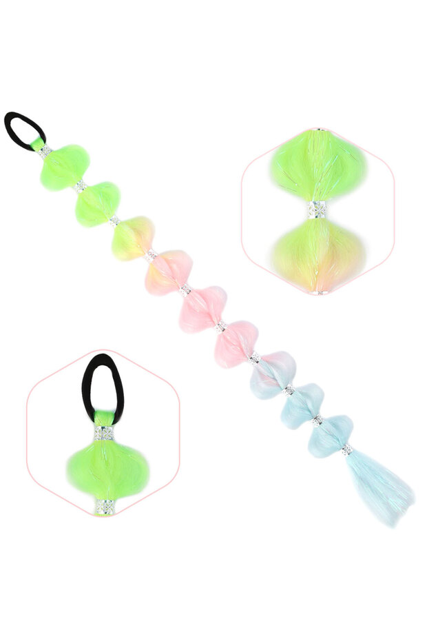 Braided Elastic Ponytail with Glitter Accessories - Acm27 - 1