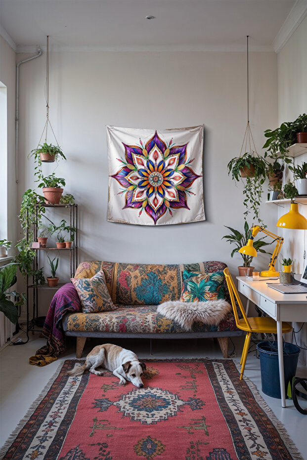 PRISMATIC MANDALA DUVAR HALISI DUVAR ÖRTÜSÜ TAPESTRY - 2