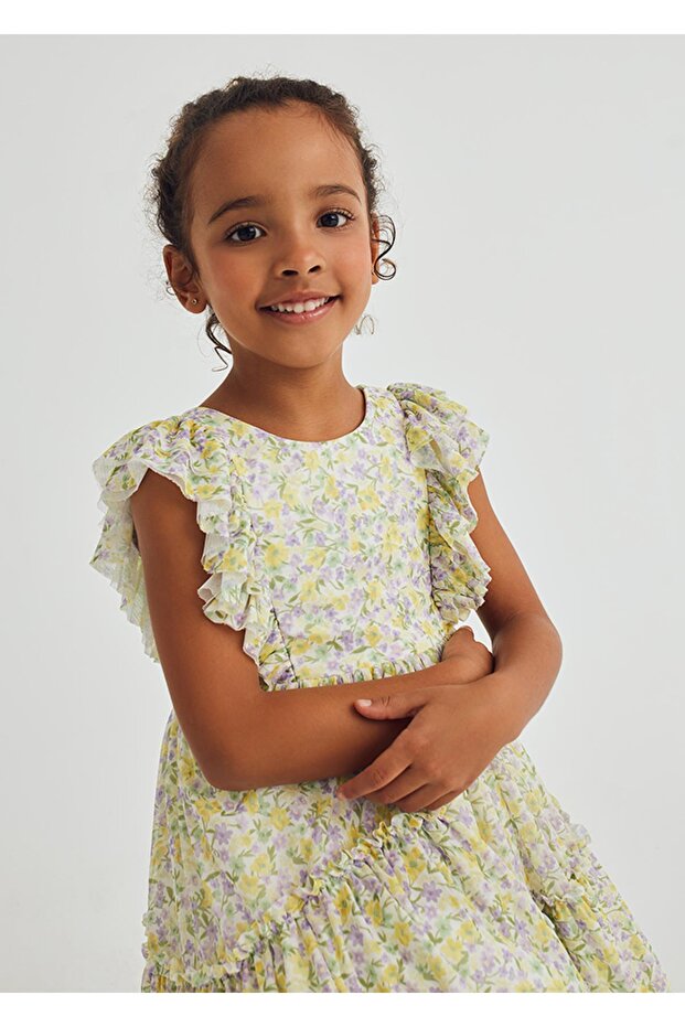 Abel&Lula Floral Girl's Chiffon Dress_Mnvs5046
