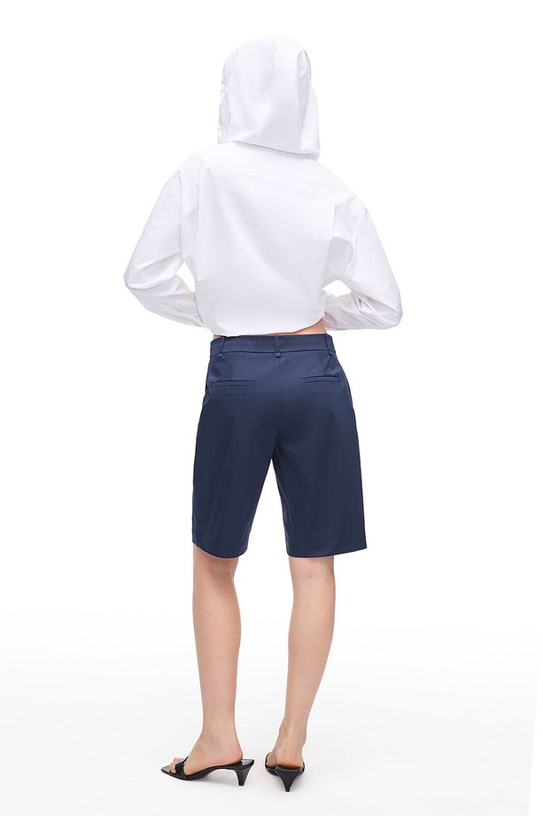 Lacivert Milos Slim Fit Yüksek Bel Dar Paça Diz Üstü Şort - 2