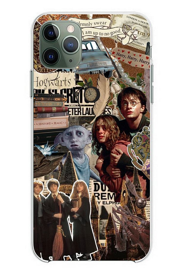 iPhone 11 PRO MAX Uyumlu Harry Potter Çıkartmalı Tasarımlı Şeffaf Silikon Kılıf - 1