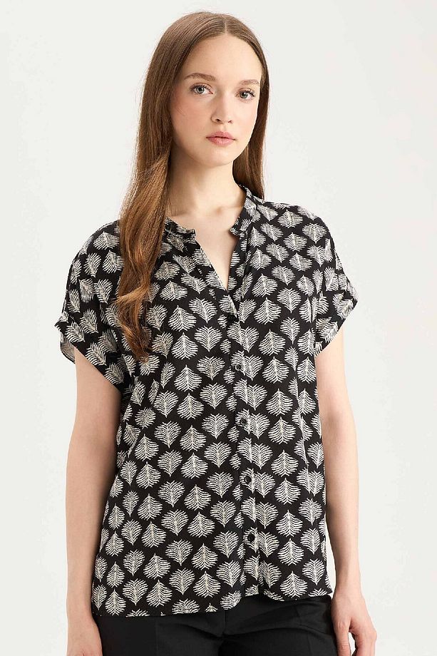 Regular Fit Apaş Yaka Desenli Kısa Kollu Gömlek I6173AZ25SM - 1