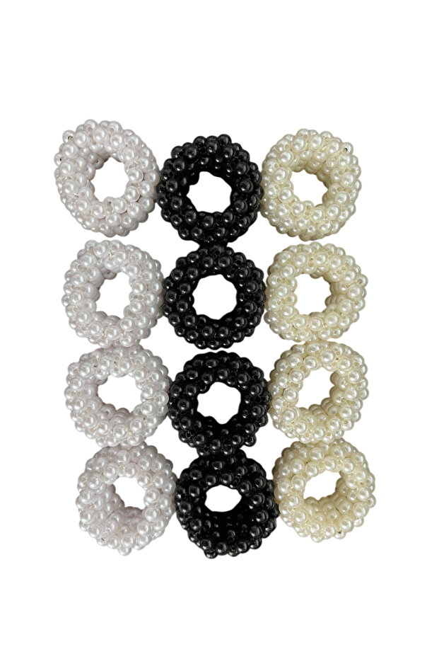Women's Hijab 12 Pieces Scarf Rings Black White Ecru