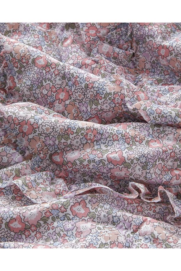 Floral Euphoria Fırfırlı Tek Kişilik Yatak Örtüsü Takımı 160x220 cm Somon - 5