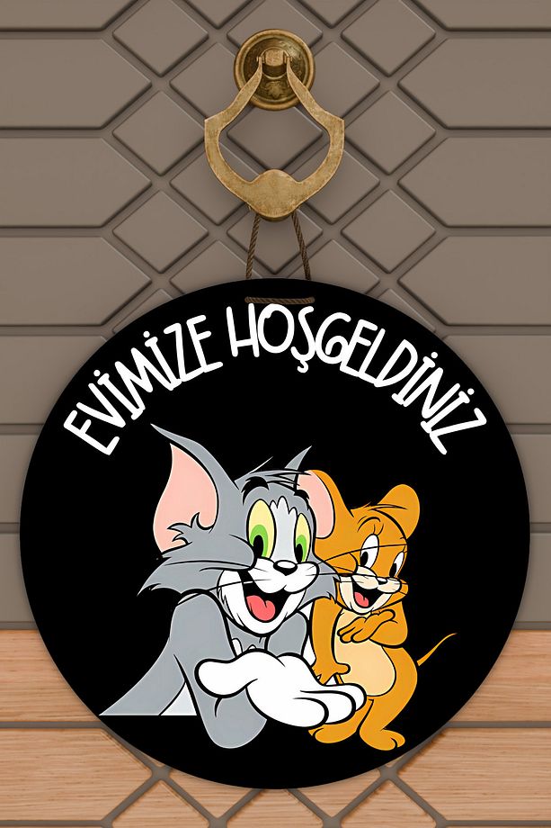 Modern Kapı Süsü Siyah Tom ve Jerry Karşılama Dış Mekan Kapı Süsü - 1
