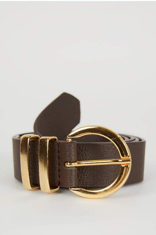 New Season Women's Oval Buckle Faux Leather Classic Belt