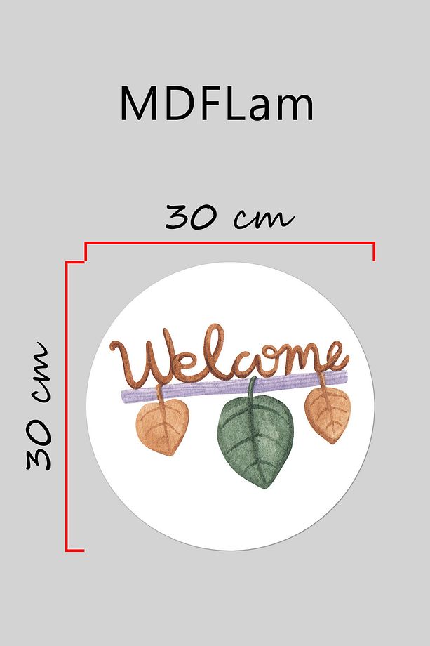 Modern Kapı Süsü Beyaz Zemin alt Yaprak Welcome Dış Mekan Kapı Süsü - 3