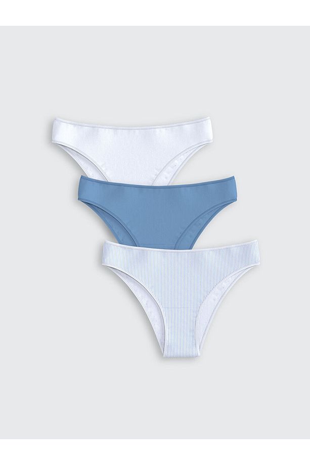 LCW DREAM Mavi Çizgili Brazilian Külot 3'lü Paket - 1