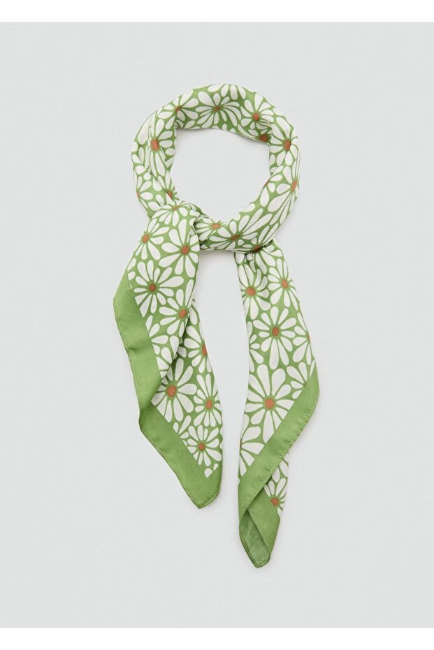 Saten Mini Çiçekli Fular - 3