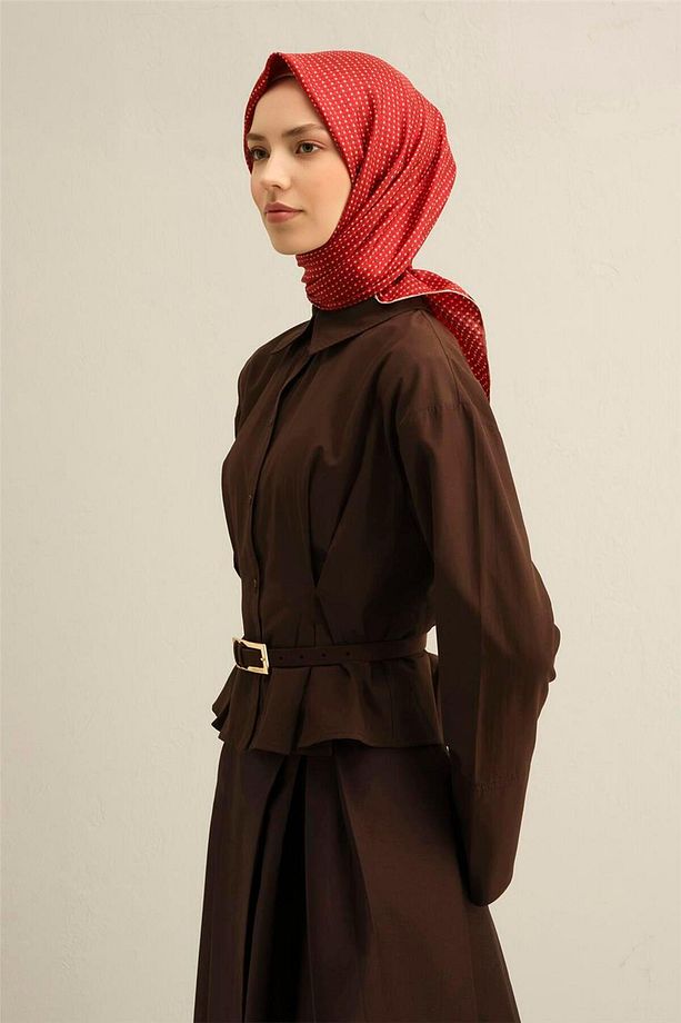 Desenli Saf Ipek Twill Eşarp 9307- 36 - 1