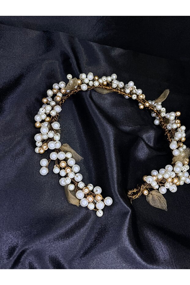 Pearl and Leaf Detailed Promise Engagement after Prom Bridal Crown