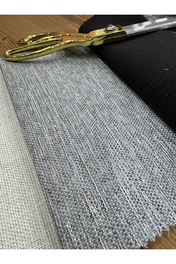 Gri Döşemelik Keten Kumaş Premium Dokuma - 1