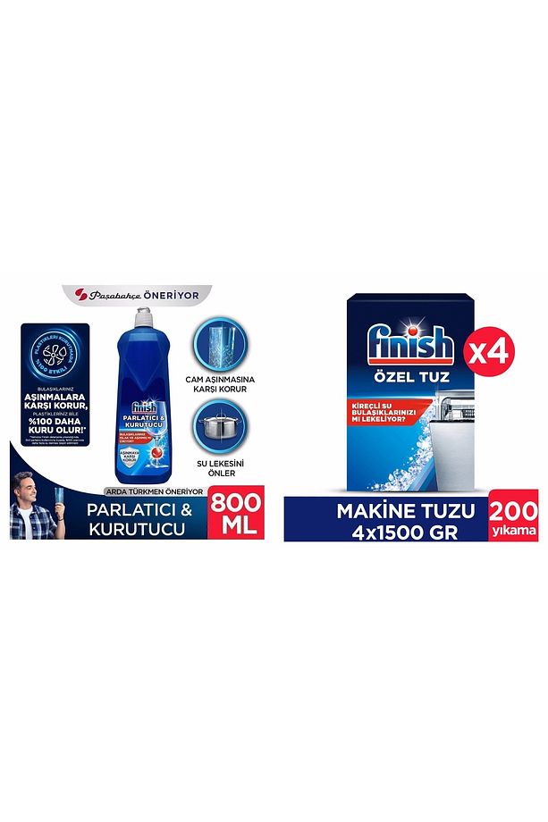 1.5 KĞ BULAŞIK MAKİNESİ TUZU 4 ADET + 800 ML PARLATİCİ KURUTUCU - 4
