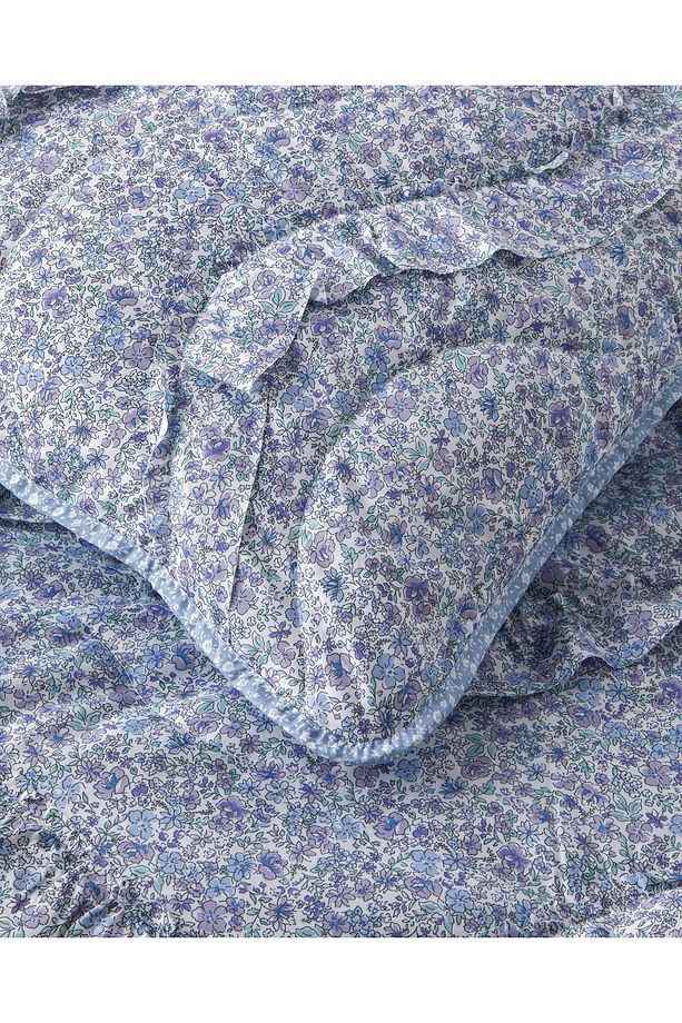 Floral Euphoria Fırfırlı Tek Kişilik Yatak Örtüsü Takımı 160x220 cm Mavi - 4