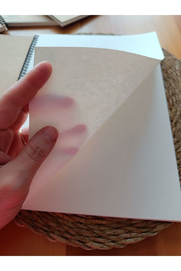 A4 Kalın Kraft Kapak Spiralli Ivory Iç 40 Yaprak 80 Sayfa Notepad, Scrapbook, Defter - 4
