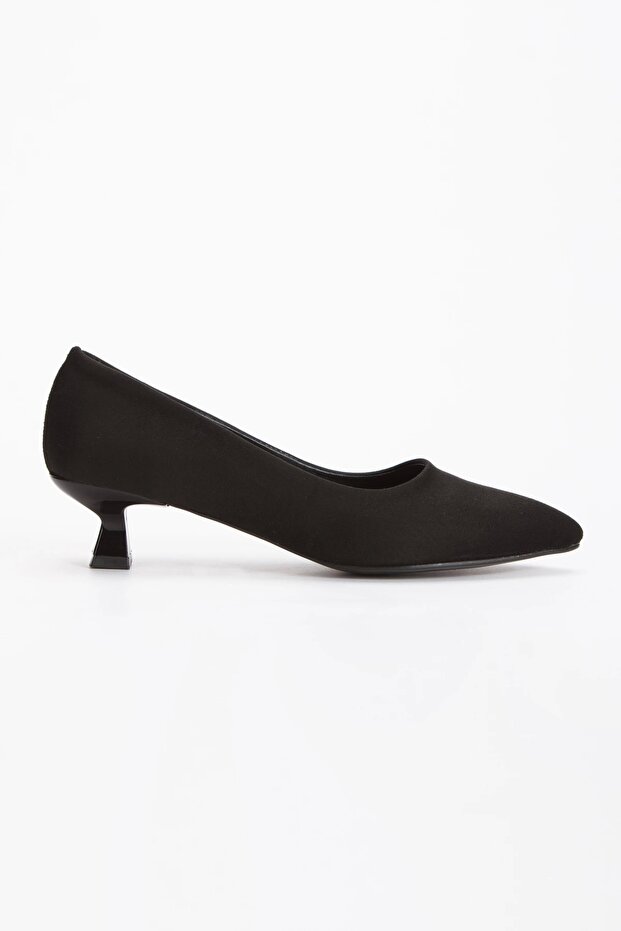 Women's Black Suede Low Heel Pointed Toe Stiletto