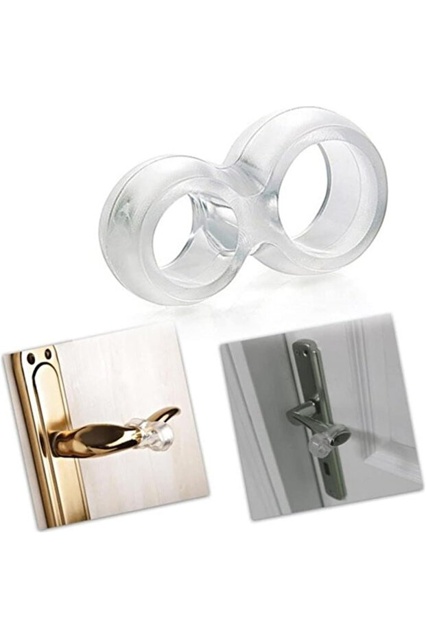 10 Adet Plastik Pvc Şeffaf Kapı Kolu Tutucu Tutacağı Durdurucu Pencere Tamponu Stoperi Elastik - 3