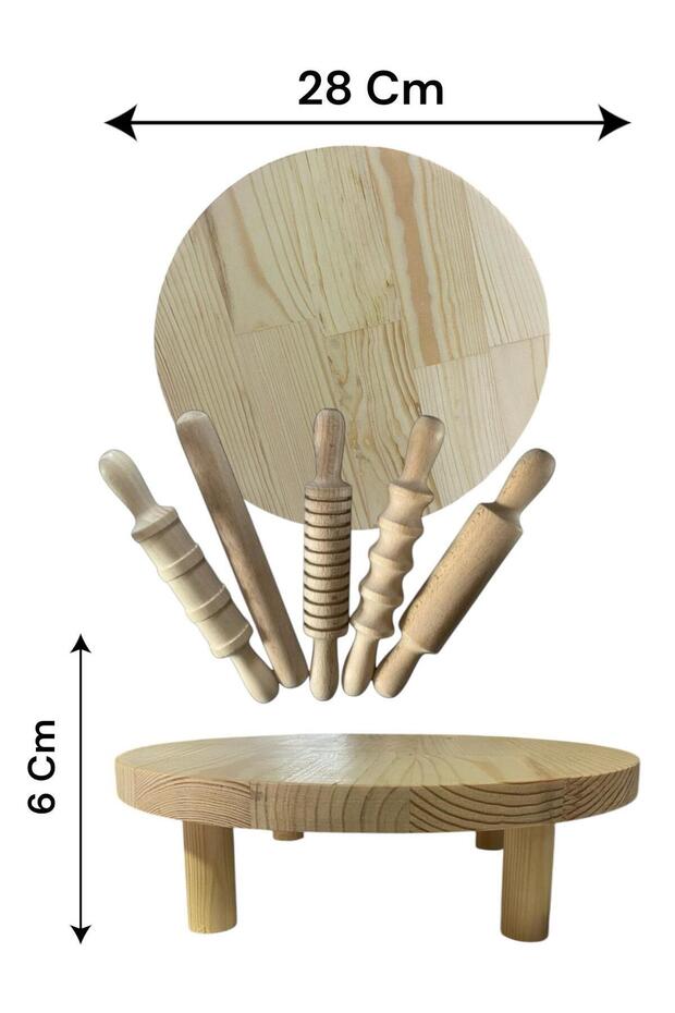 Ahşap mini sofra & Merdane seti MASİF AĞAÇ - 2