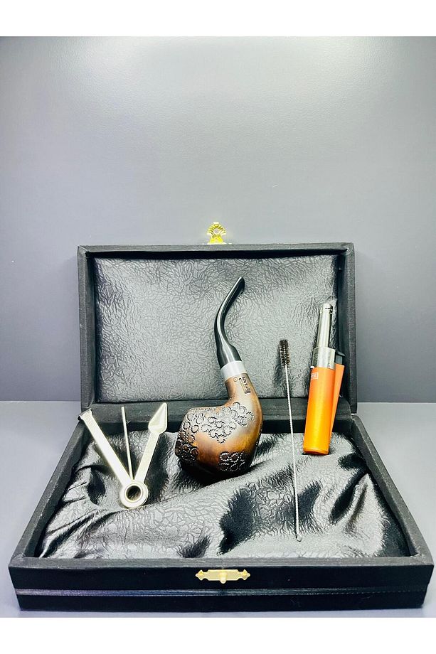 Özel Kutulu Orijinal Ardıç Ağacı Pipo Set (Pipo Çakmağı, Pipo Kaşığı, Temizleme Aparatı) - 3