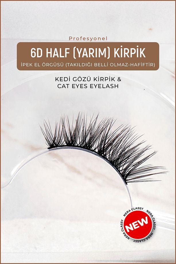 6D İpek Takma Kirpik - Half İpek Kirpik - (KEDİ GÖZÜ KİRPİK & CAT EYES EYELASH) - 1