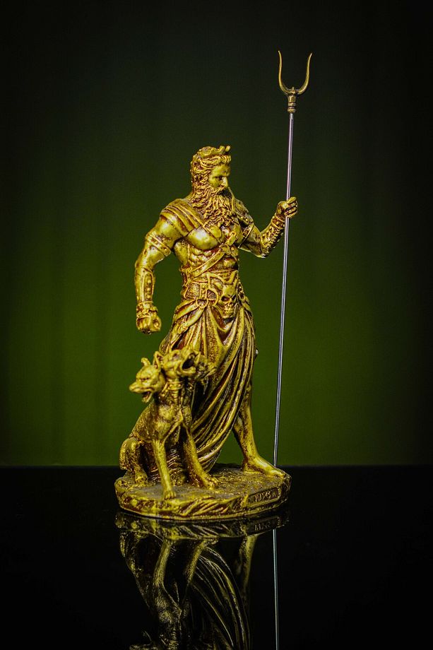 Antik Yunan Mitolojik Kahraman Ölüler Tanrısı Hades Ve Cerberus Heykel Biblo - 3