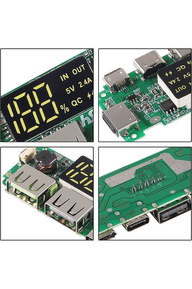 Pil şarj cihazı kurulu LED çift USB 5V 2.4A mikro/tip-cUSB mobil güç banka 18650 şarj modül - 7