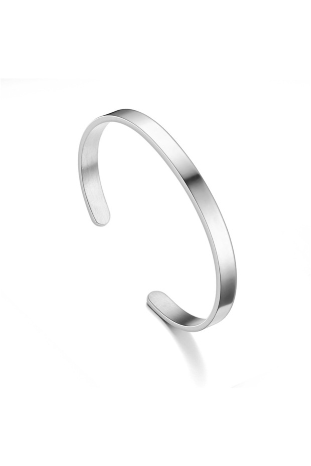 Stee New Classic Simple Men's Open Adjustable Gloss 4MM Stainless Steel Bracelet
