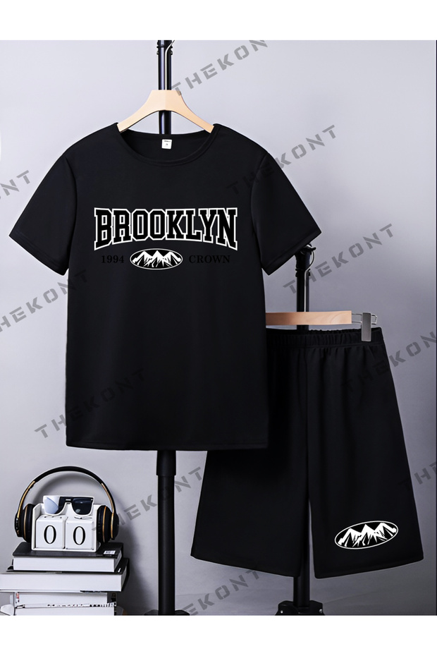 Brooyklyn Mountain Printed Tshirt-Shorts Bottom-Top Set